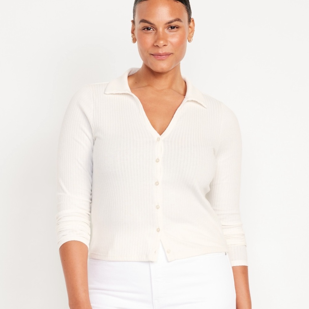 Old Navy Slim Ribbed Button Down Top